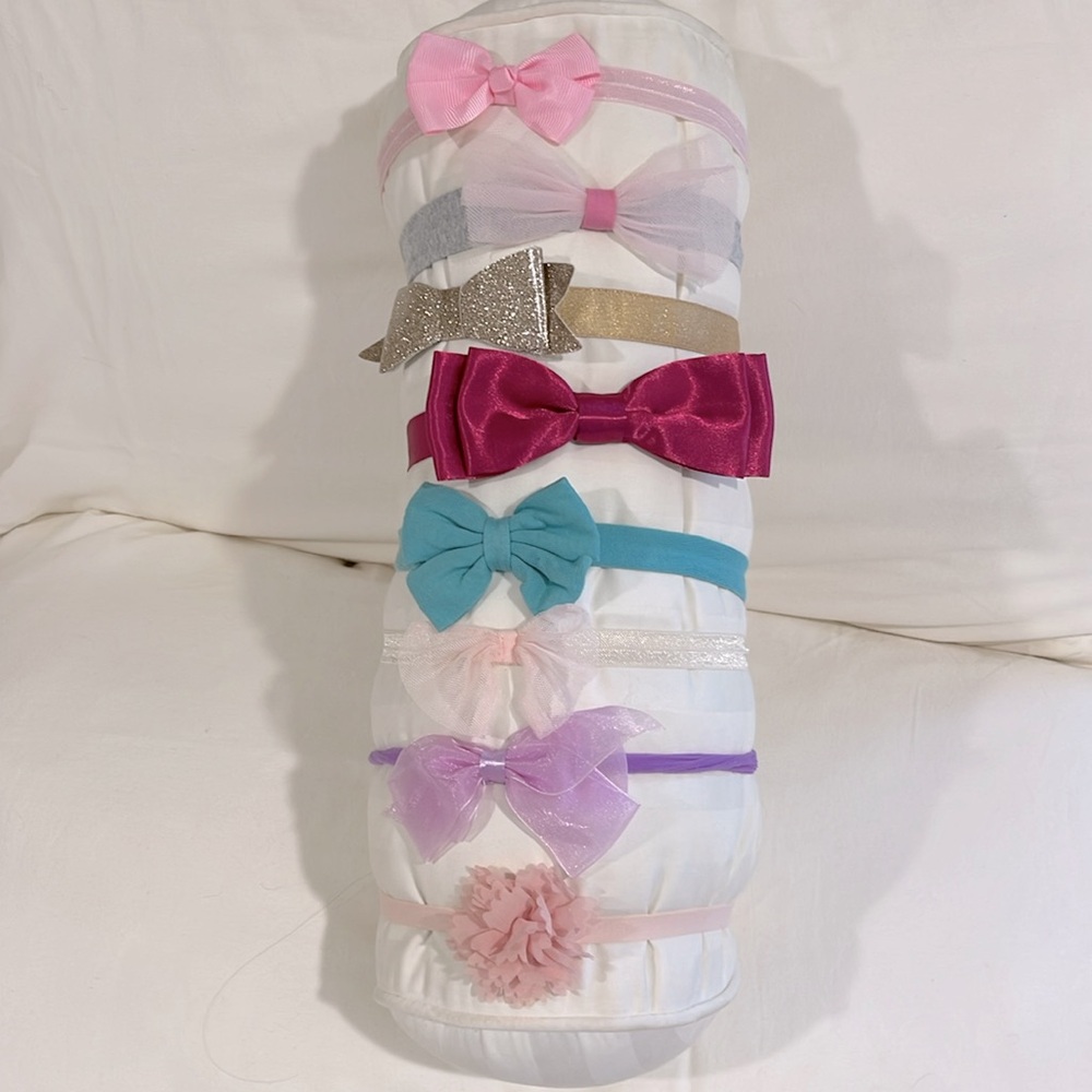 SET OF 8 BABY TO TODDLER BOW +1 FLOWER HEADBANDS SOME ARE GYMBOREE